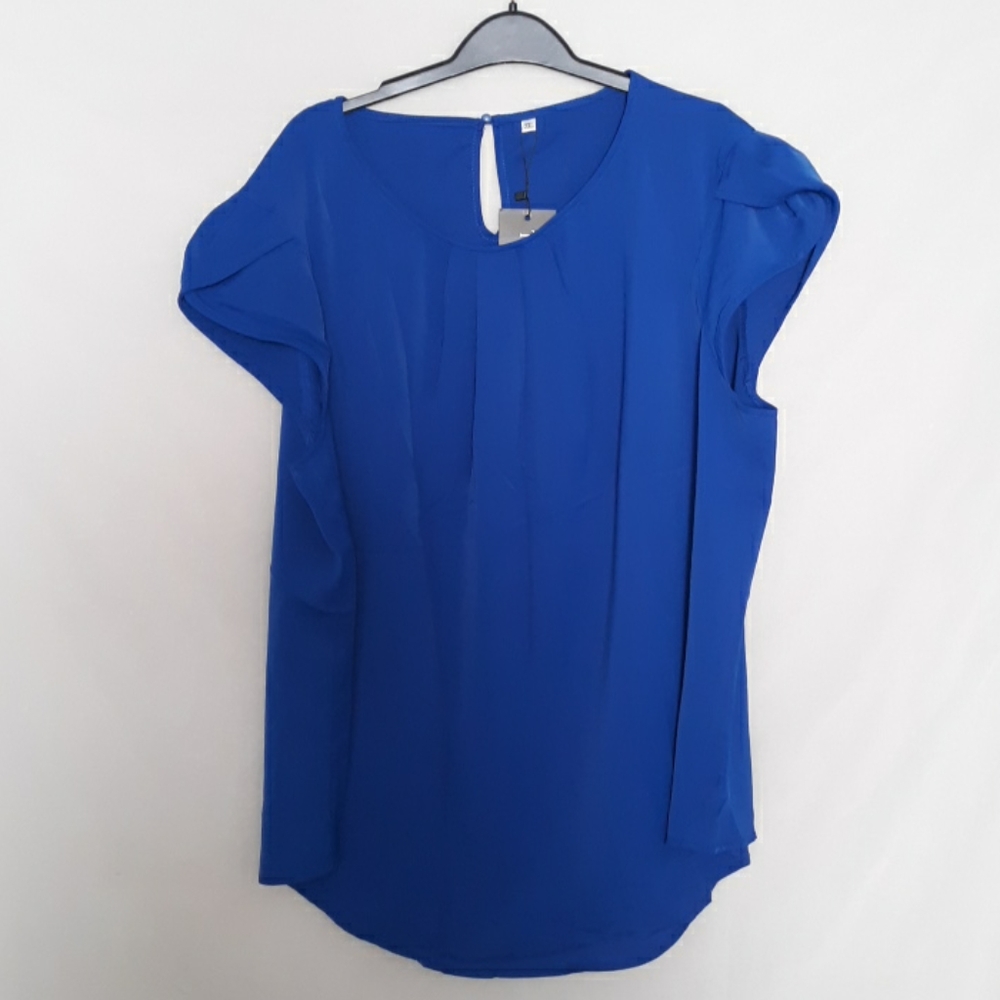 Royal blue sleeveless blouse